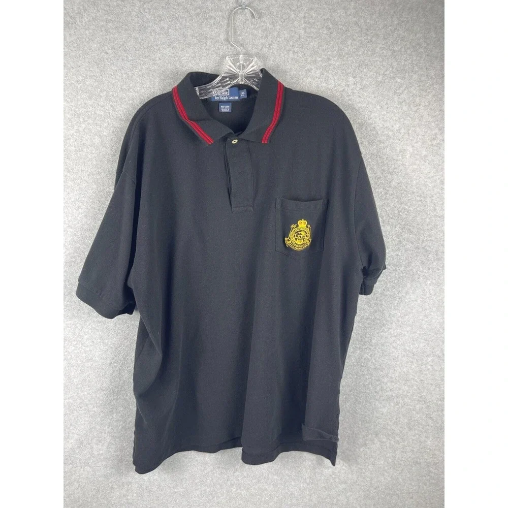 Polo Ralph Lauren Polo Shirt‎ Men's Size 2X Big & Tall Black Pocket Crest Short